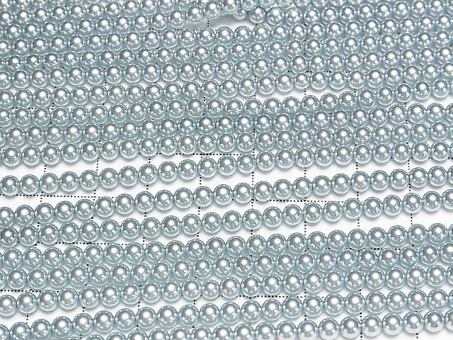 [Video] Glass pearl Round 4mm [Blue] 1strand beads (aprx.15inch/37cm)