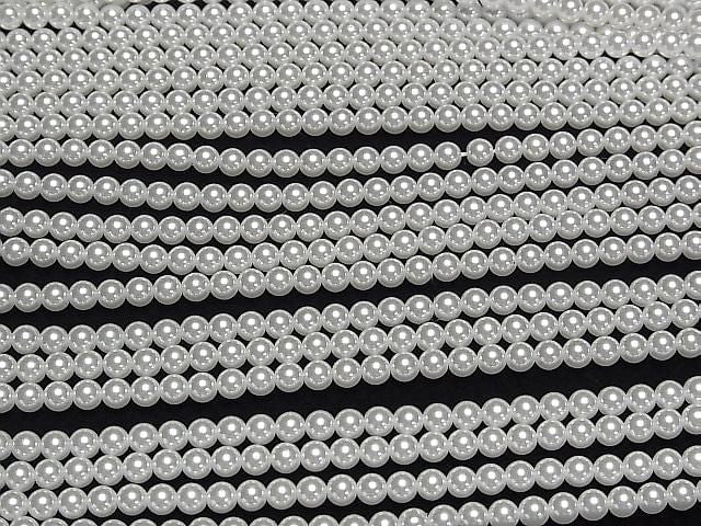 [Video] Glass pearl Round 4mm [White] 1strand beads (aprx.15inch/38cm)