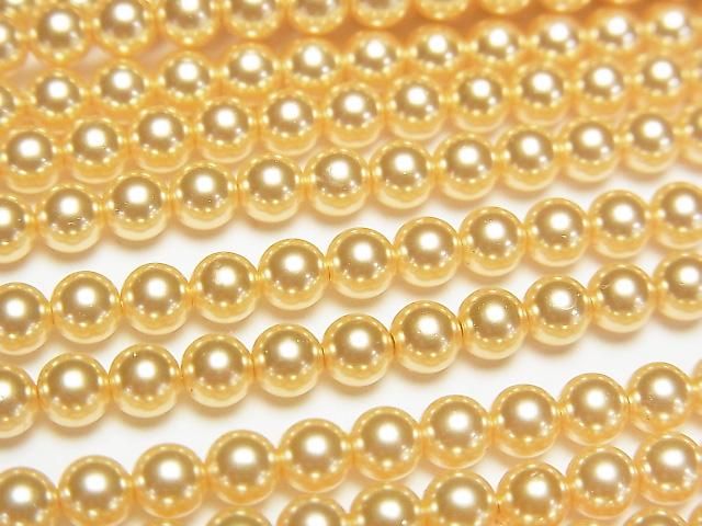 [Video] Glass pearl Round 4mm [Gold] 1strand beads (aprx.15inch/38cm)