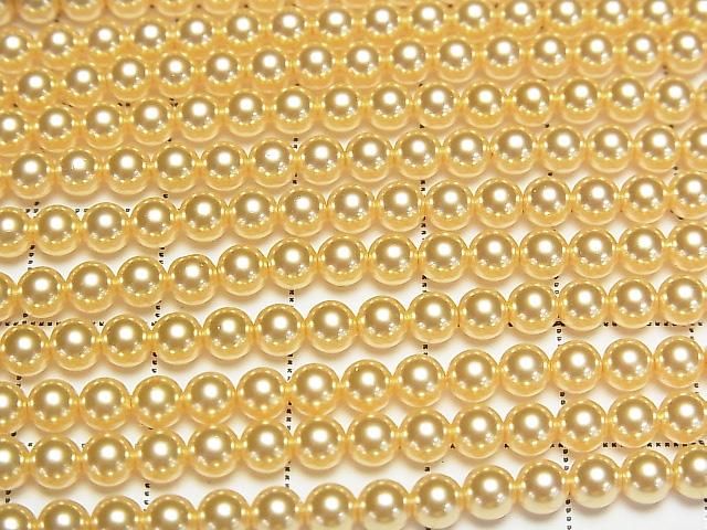 [Video] Glass pearl Round 4mm [Gold] 1strand beads (aprx.15inch/38cm)