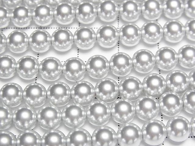 [Video] Glass pearl Round 6mm [Silver] 1strand beads (aprx.15inch/38cm)