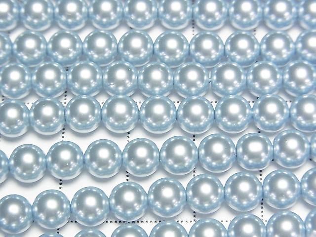 [Video] Glass pearl Round 6mm [Blue] 1strand beads (aprx.15inch/38cm)