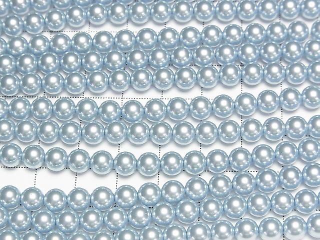 [Video] Glass pearl Round 6mm [Blue] 1strand beads (aprx.15inch/38cm)