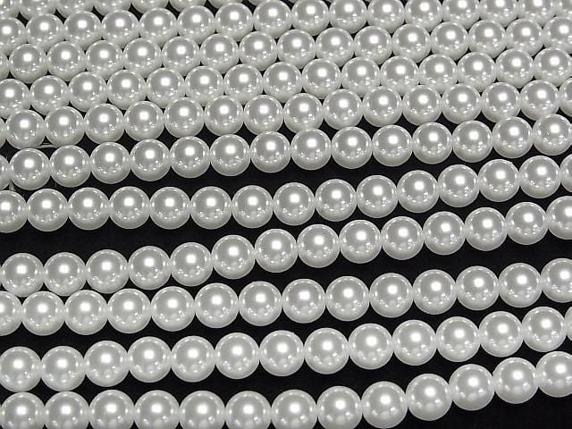 [Video] Glass pearl Round 6mm [White] 1strand beads (aprx.15inch/37cm)