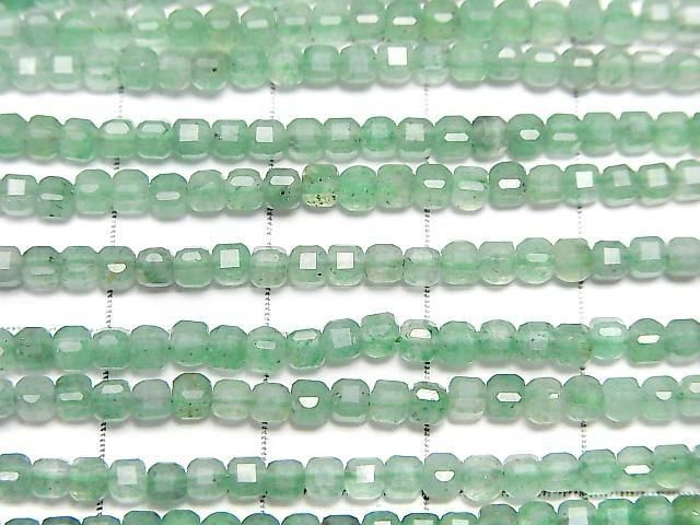 [Video] High Quality! Green Aventurine Cube Shape 2x2x2mm 1strand beads (approx. 15 inches/37 cm)