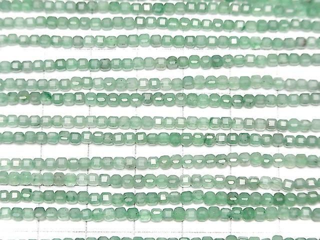 [Video] High Quality! Green Aventurine Cube Shape 2x2x2mm 1strand beads (approx. 15 inches/37 cm)