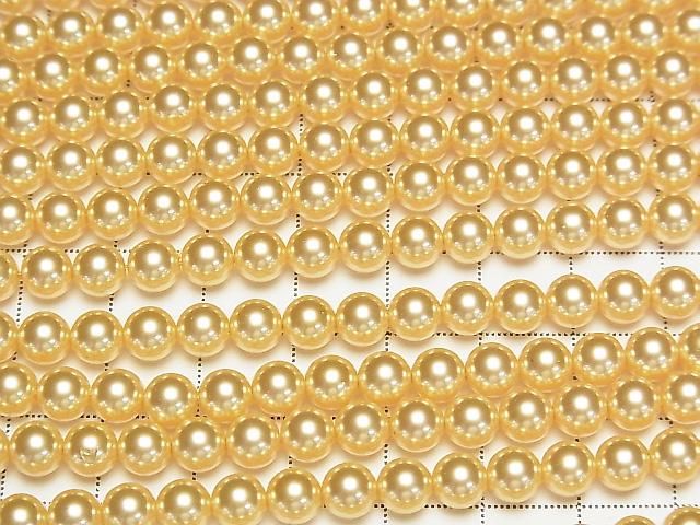 [Video] Glass Pearl Round 6mm [Gold] 1strand beads (approx. 15 inches/38 cm)