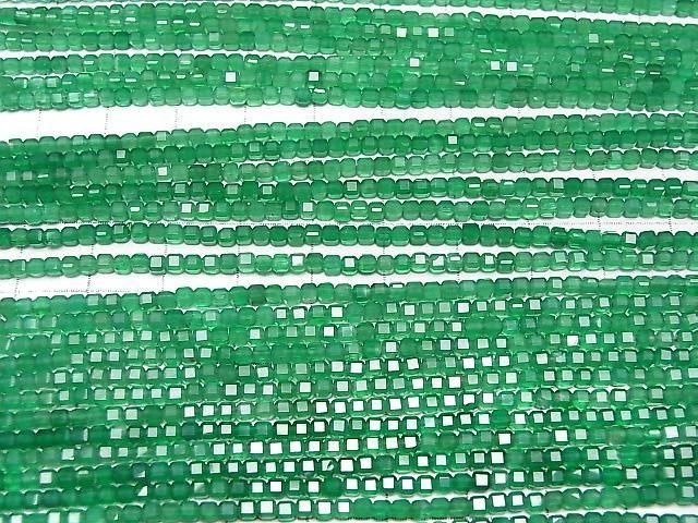 [Video]High Quality! Green Onyx AAA Cube Shape 2x2x2mm 1strand beads (aprx.15inch/37cm)