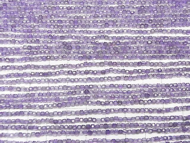 [Video] High Quality! Light Color Amethyst AA+ Cube Shape 2x2x2mm 1strand Beads (approx. 15 inches/37 cm)