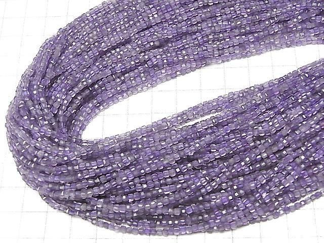 [Video] High Quality! Light Color Amethyst AA+ Cube Shape 2x2x2mm 1strand Beads (approx. 15 inches/37 cm)