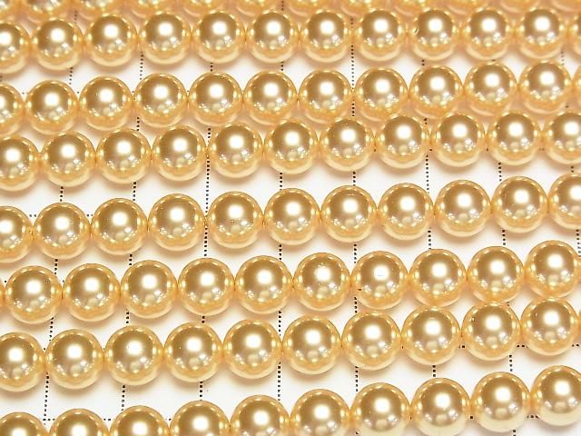 [Video] Glass Pearl Round 8mm [Gold] 1strand beads (approx. 15 inches/36 cm)