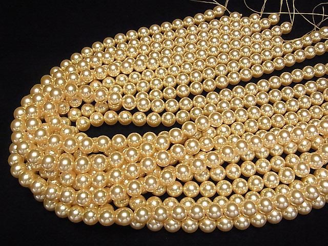[Video] Glass Pearl Round 8mm [Gold] 1strand beads (approx. 15 inches/36 cm)