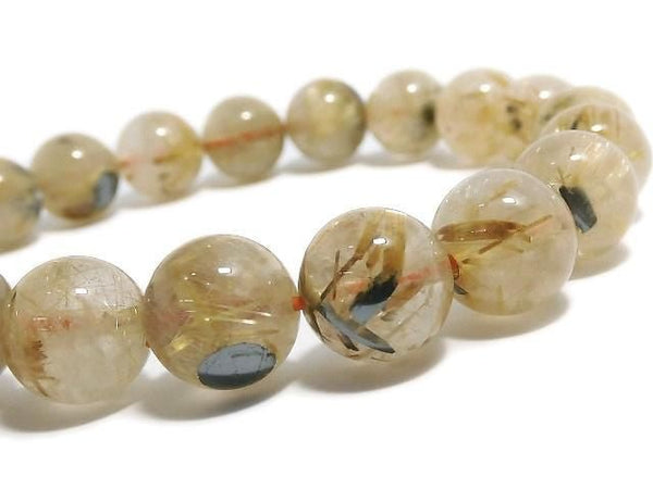 [Video][One of a kind] Rutilated Quartz AA+ Round 10mm Bracelet NO.4