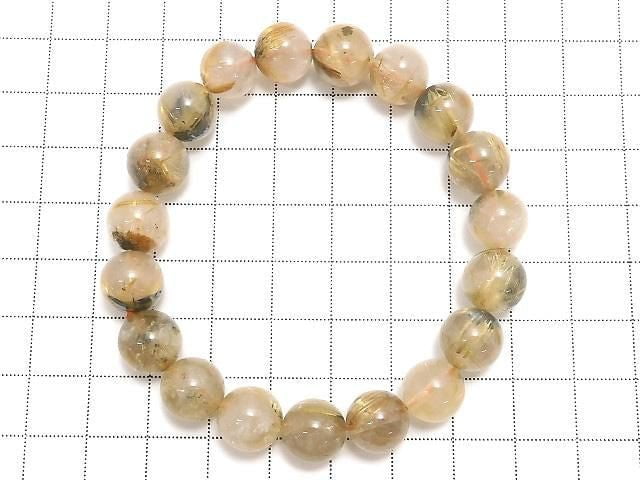 [Video][One of a kind] Rutilated Quartz AA+ Round 10mm Bracelet NO.6