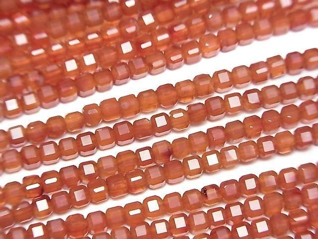 [Video] High Quality! Red Agate AAA Cube Shape 2x2x2mm 1strand beads (approx. 15 inches/37 cm)