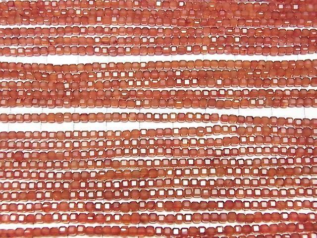 [Video] High Quality! Red Agate AAA Cube Shape 2x2x2mm 1strand beads (approx. 15 inches/37 cm)