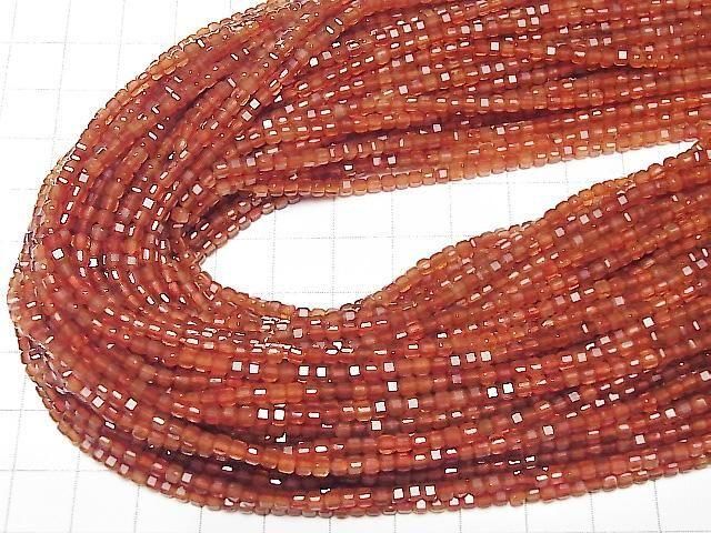 [Video] High Quality! Red Agate AAA Cube Shape 2x2x2mm 1strand beads (approx. 15 inches/37 cm)