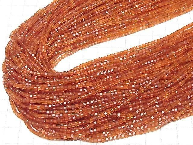 [Video] High Quality! Carnelian AAA Cube Shape 2x2x2mm 1strand beads (approx. 15 inches/37 cm)