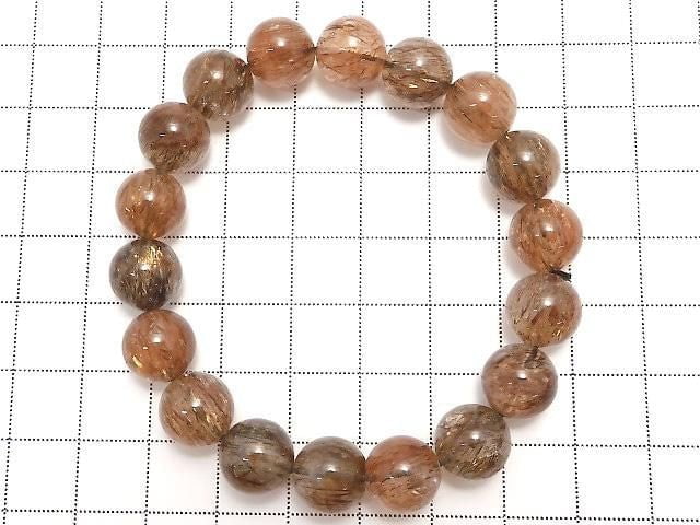 [Video][One of a kind] Foliated Mica in Quartz AAA- Round 10.5mm Bracelet NO.203