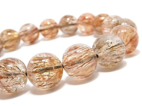 [Video][One of a kind] Foliated Mica in Quartz AAA- Round 10.5mm Bracelet NO.204