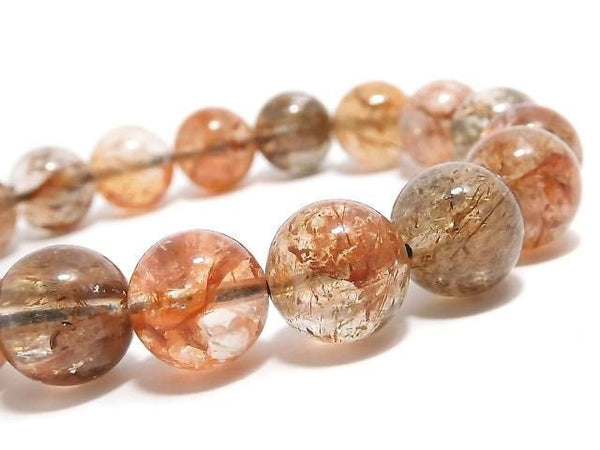 [Video][One of a kind] Foliated Mica in Quartz AAA- Round 10.5mm Bracelet NO.206