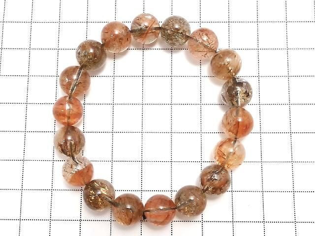 [Video][One of a kind] Foliated Mica in Quartz AAA- Round 10.5mm Bracelet NO.206
