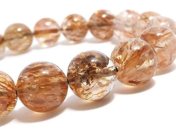 [Video][One of a kind] Foliated Mica in Quartz AAA- Round 11.5mm Bracelet NO.208