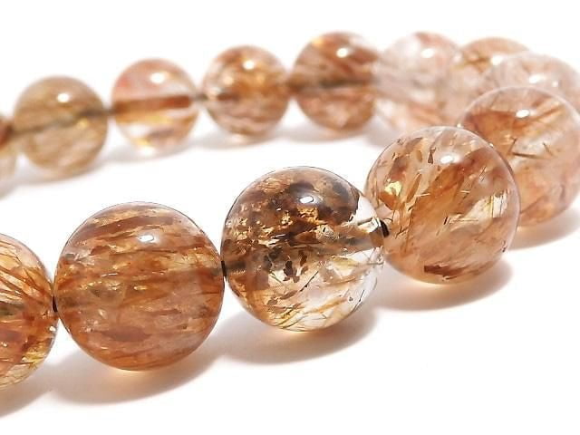 [Video][One of a kind] Foliated Mica in Quartz AAA- Round 11.5mm Bracelet NO.208