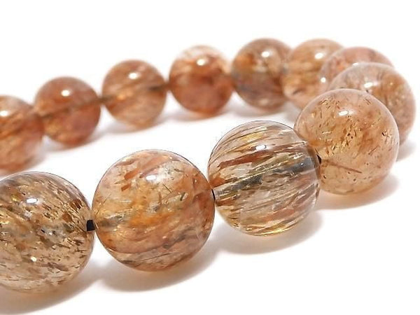 [Video][One of a kind] Foliated Mica in Quartz AAA- Round 12mm Bracelet NO.210