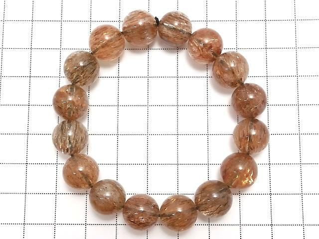 [Video][One of a kind] Foliated Mica in Quartz AAA- Round 12mm Bracelet NO.210