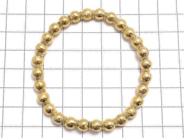 [Video][One of a kind] Meteorite (Muonionalusta) Round 6mm Yellow Gold Bracelet NO.1