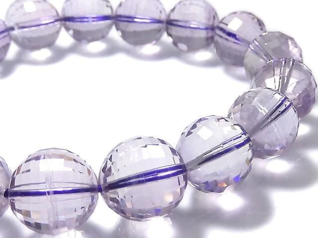 [Video][One of a kind] High Quality Rose Amethyst AAA- Mirror Faceted Round 12mm Bracelet NO.121