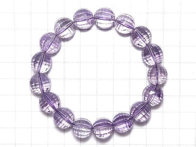 [Video][One of a kind] High Quality Rose Amethyst AAA- Mirror Faceted Round 12mm Bracelet NO.124