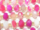 [Video]High Quality! Pink Stripe Agate Faceted Button Rondelle 10x10x6.5mm 1strand beads (aprx.15inch/37cm)