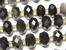 [Video] High Quality! Silver Obsidian AAA Faceted Button Rondelle 10x10x6.5mm 1strand beads (approx. 15 inches/36 cm)