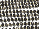 [Video] High Quality! Silver Obsidian AAA Faceted Button Rondelle 10x10x6.5mm 1strand beads (approx. 15 inches/36 cm)