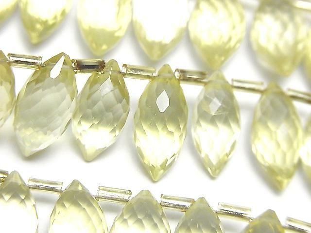 [Video]High Quality Lemon Quartz AAA Marquise Rice Faceted Briolette half or 1strand beads (aprx.7inch/17cm)