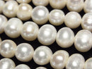 [Video] Fresh Water Pearl AA Potato 8-10mm White 1strand beads (approx. 14 inches/34 cm)