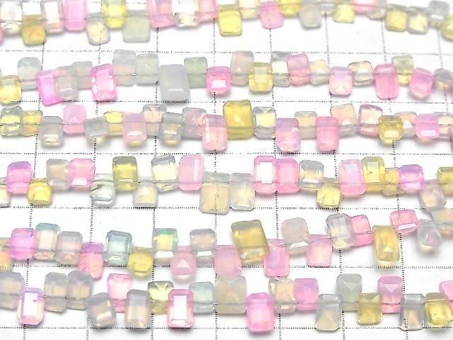 [Video] Ethiopia Multi-color Opal Rectangle Faceted half or 1strand beads (aprx.7inch/19cm)