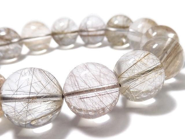 [Video][One of a kind] Multicolor Rutilated Quartz AAA Round 15mm Bracelet NO.18