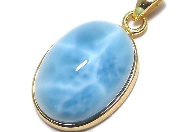 [Video][One of a kind] Larimar Pectolite AAA Pendant 18KGP NO.535