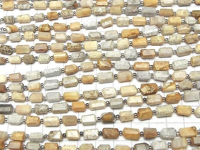 [Video]Fossil Coral Faceted Nugget 1strand beads (aprx.7inch/18cm)