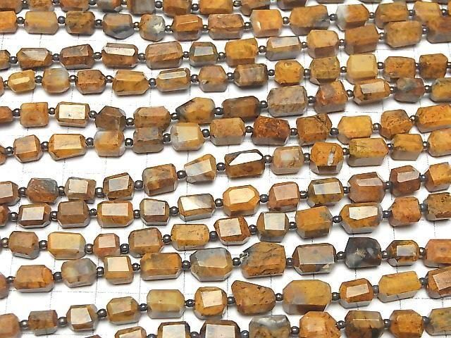 [Video] Bamboo Ruby Jasper Faceted Nugget 1strand (18pcs)