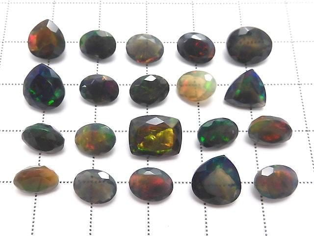 [Video][One of a kind] High Quality Black Opal AAA Loose stone Faceted 20pcs Set NO.1