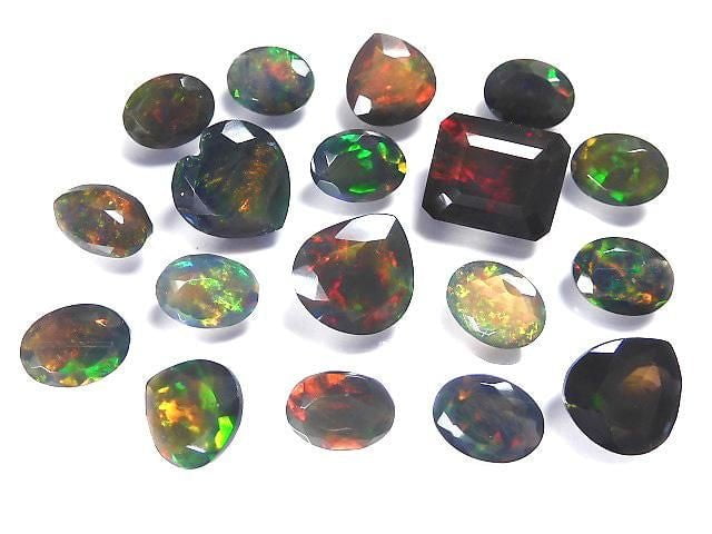 [Video][One of a kind] High Quality Black Opal AAA Loose stone Faceted 18pcs Set NO.2