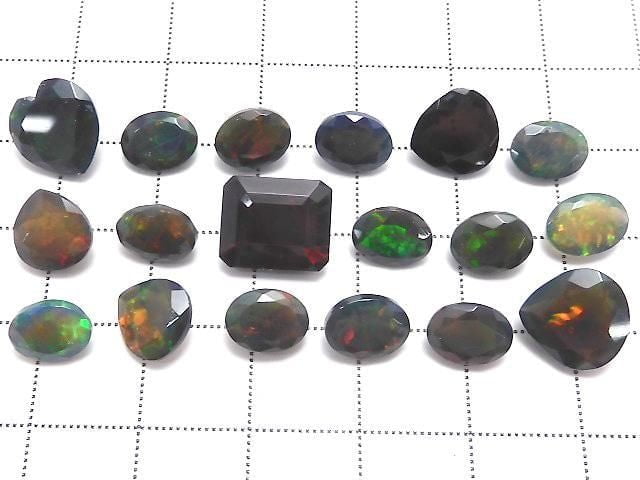 [Video][One of a kind] High Quality Black Opal AAA Loose stone Faceted 18pcs Set NO.2