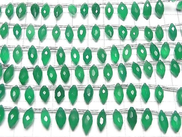 [Video] High Quality Green Onyx AAA- Marquise Rice Faceted Briolette 1strand beads (approx. 6 inches/16 cm)