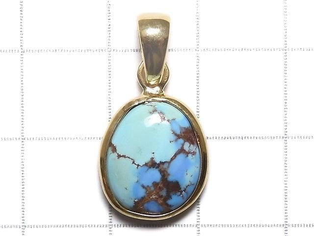 [Video][One of a kind] Kazakhstan Golden Hill Turquoise Pendant 18KGP NO.2