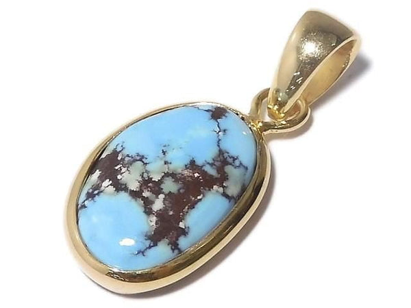 [Video][One of a kind] Kazakhstan Golden Hill Turquoise Pendant 18KGP NO.3