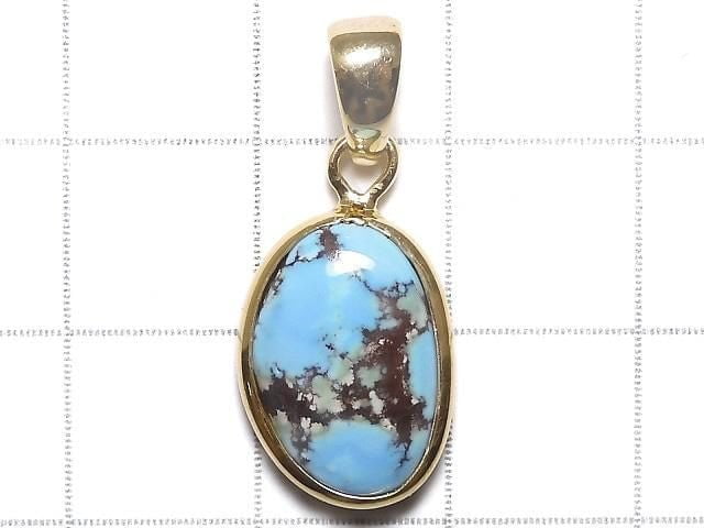 [Video][One of a kind] Kazakhstan Golden Hill Turquoise Pendant 18KGP NO.3